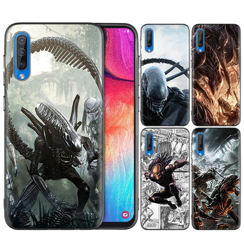 

Black Dark Silicone Case for Samsung Galaxy A50 A30 A10 M30 Cases Cover Shell Coque Alien vs Predator