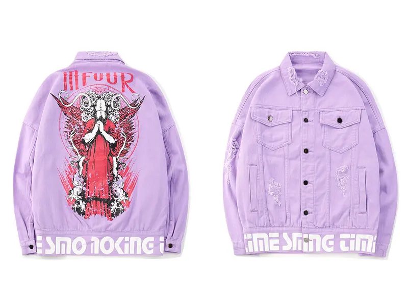 Satan Goat Head Occult Symbol Printed Denim Jackets 2