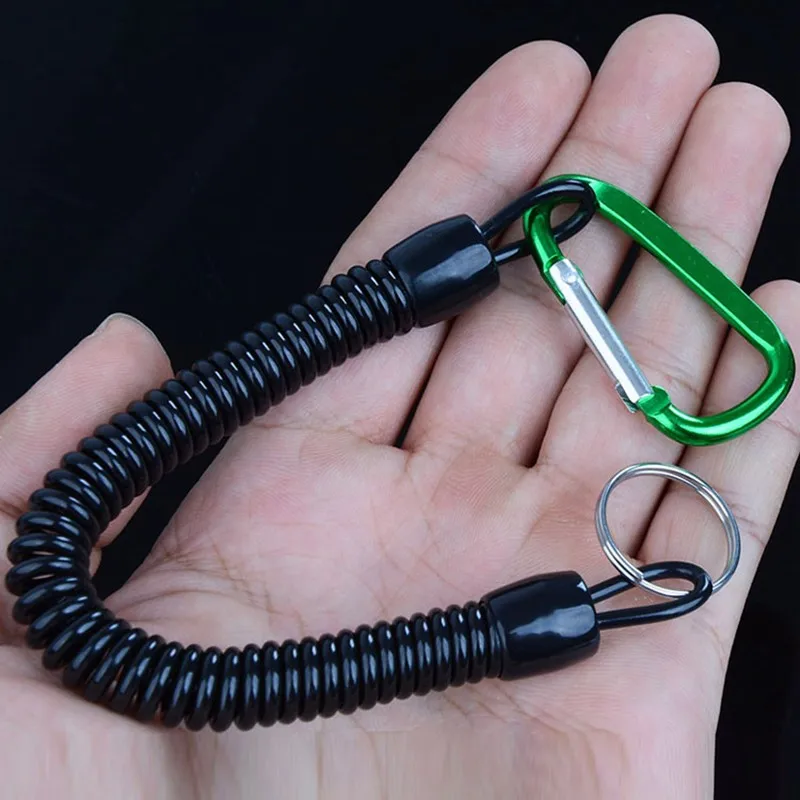 Retractable Plastic Spiral Elastic Rope For Outdoor Hiking Camping Anti-lost Keychain Sadoun.com