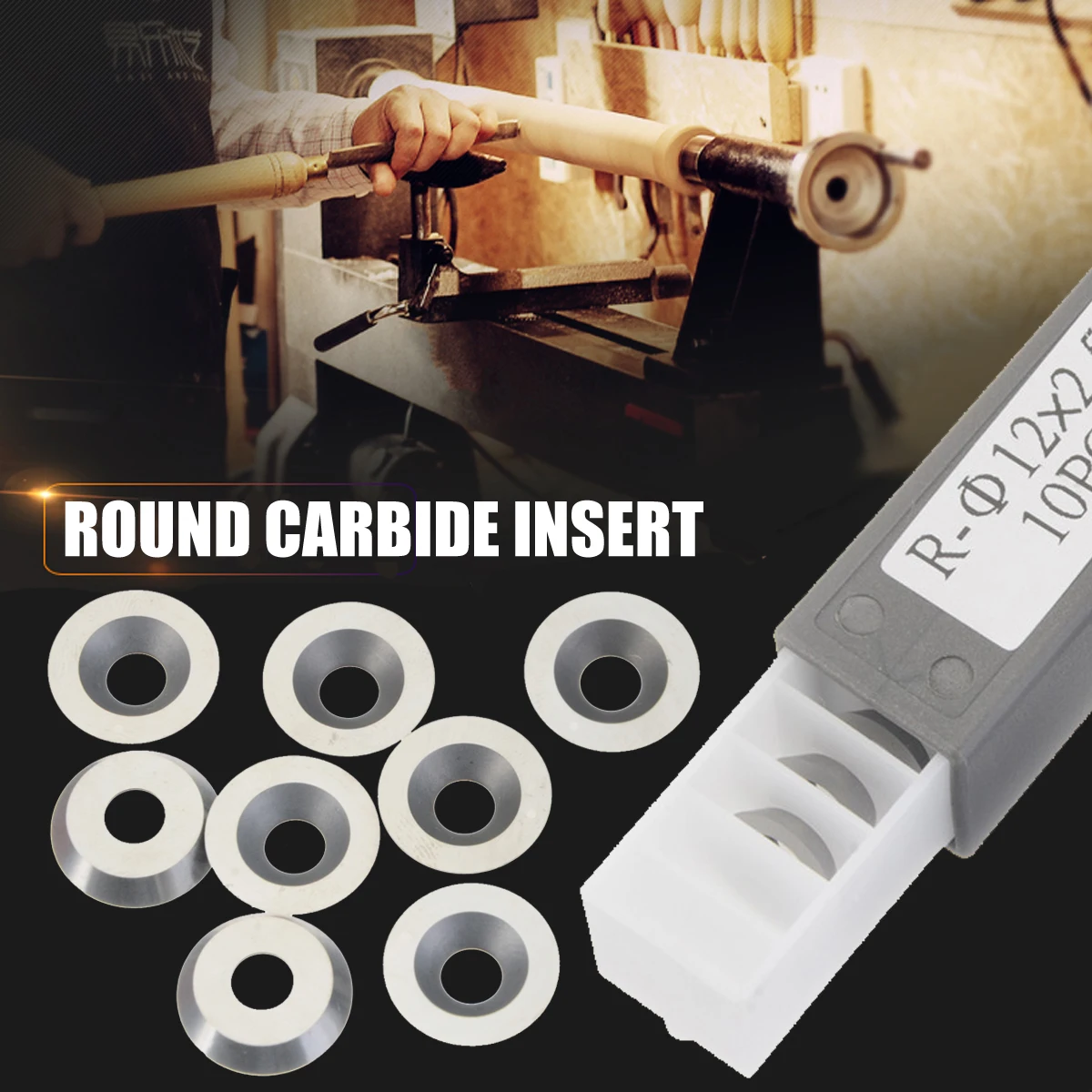 Torneamento de Madeira Ferramentas para Trabalhar Ci3 para Madeira 12mm Redondo Carboneto Cortador Inserções Ferramenta Torneamento Madeira 10 Pçs 1 – 2