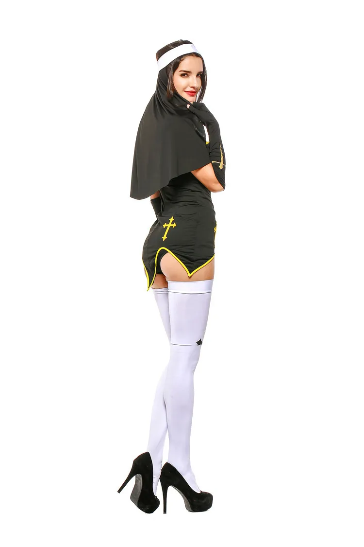 Дамский эротический сексуальный костюм монахини для взрослых женщин сестра Женская поза экзотический Фетиш Нижнее белье нарядное платье