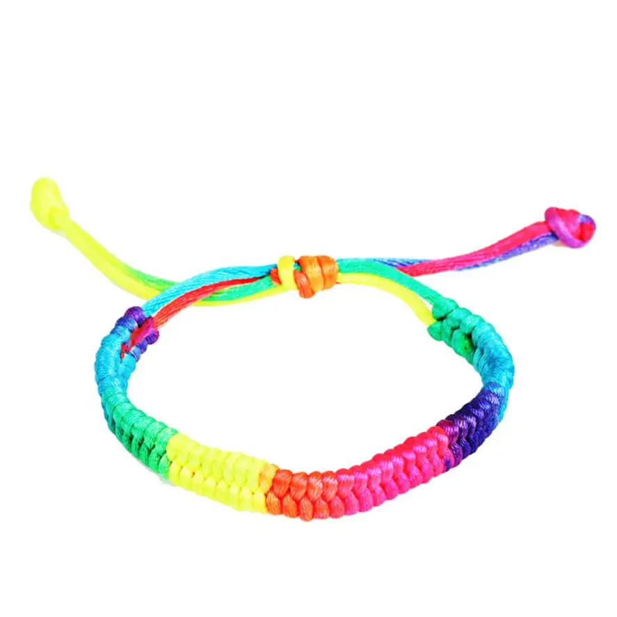 

GEMIXI free shiping Women Popular Multicolor Rainbow Fluorescent Color Braided Bracelet 4.13