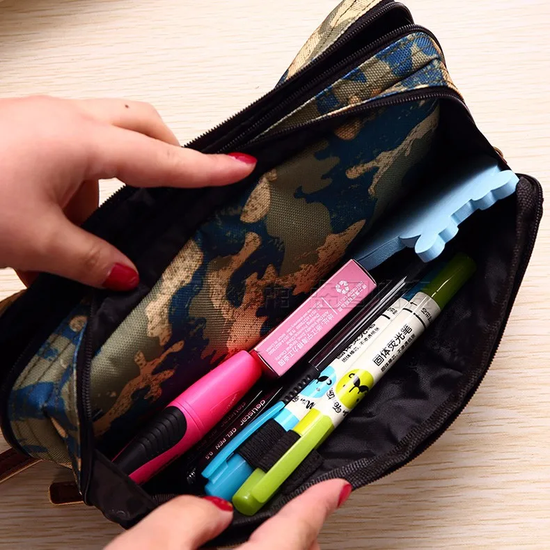 Классный карандаш сумки Корея камуфляжная парусиновая школьные сумки пенал большой Канцелярские Школьные Инструменты школьный пенал для