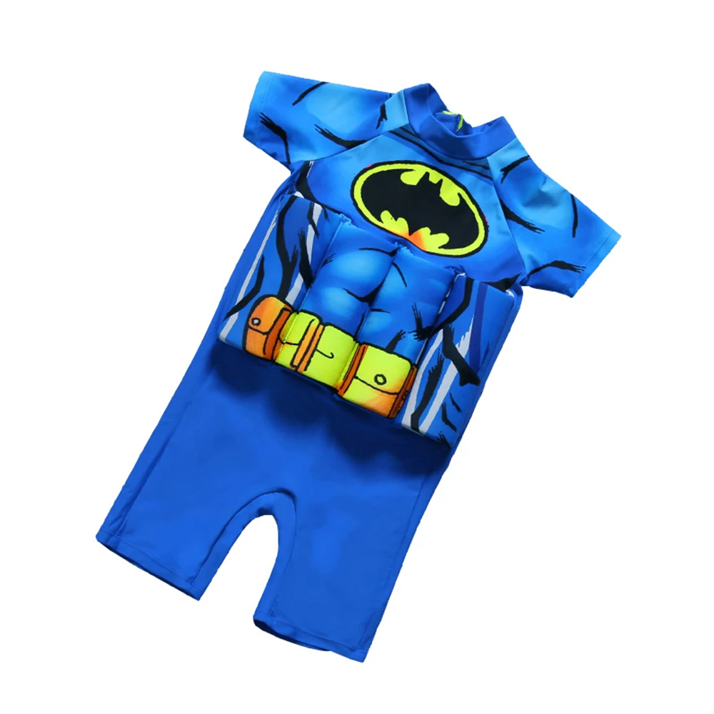 Детский цельный плавучий купальный костюм с шапкой для плавания/шляпы детские для девочки и мальчика безопасный для жизни огромный Детский костюм с лягушкой поплавок - Цвет: 2801 Batman