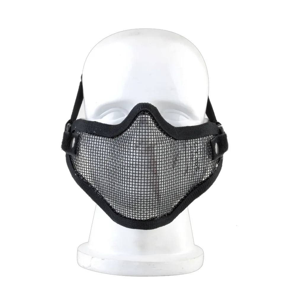 

Acecare 2018 Half Lower Face Ears Coverage Metal Steel Net Mesh Tactical Protective Airsoft Mask for War Game Paintball Hunting