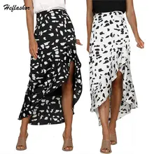 Heflashor летняя Женская Новая мода с волнистым принтом, гофрированная стандартная юбка, сексуальная богемная Тонкая Повседневная юбка
