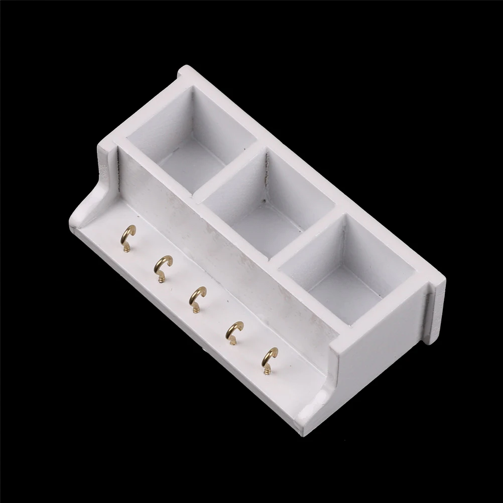 1/12 دمية أثاث مصغر المطبخ الأبيض الخشب رف الجدار الرف مع هوك مسرحية البيت لعب للأطفال الأطفال