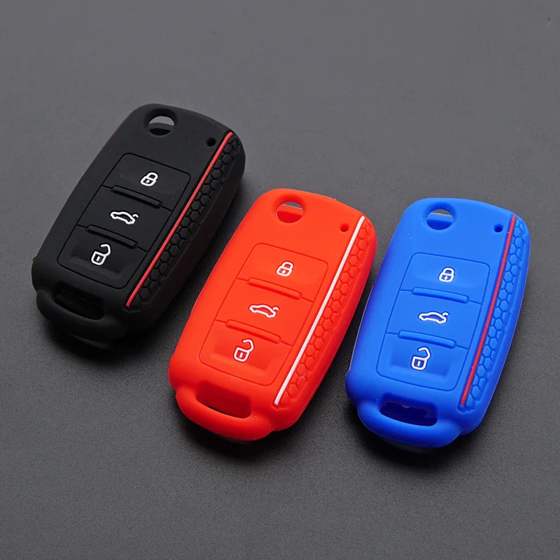 

New design Silicone key fob skin cover hood POLO Bora Beetle Tiguan Passat B5 B6 Golf 6 MK5 MK6 Eos TSI Remote Protect keychain