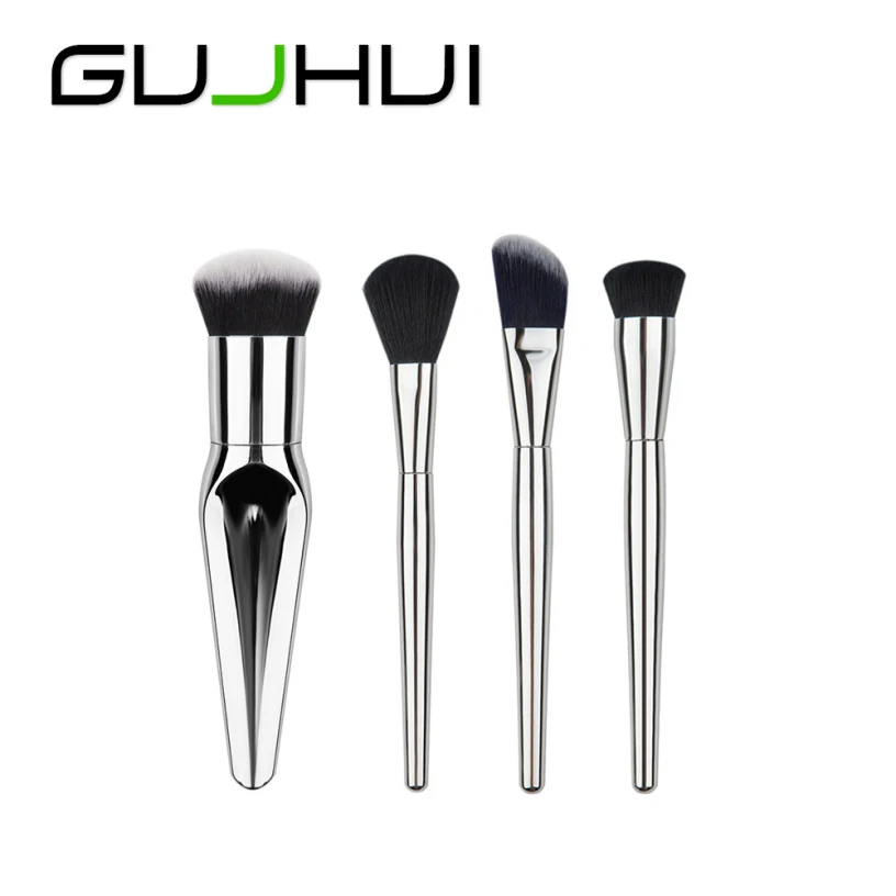 

Best Deal GUJHUI  4PCS Silver Color Make Up Foundation Eyebrow Powder Blush Cosmetic Concealer Brushes Set Beauty Tools