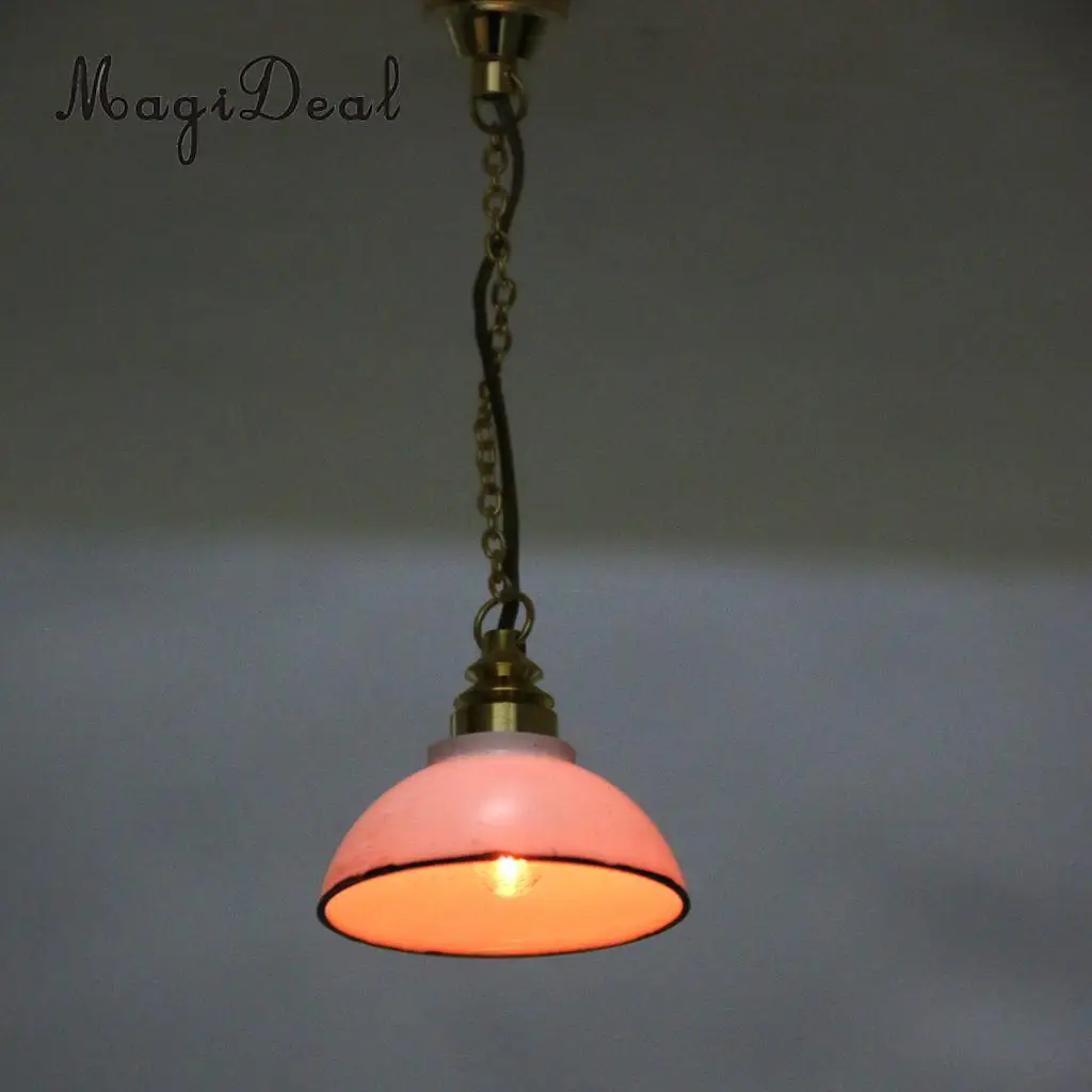 MagiDeal 1Pc 1/12 Dollhouse Miniature Furniture 12V Ceiling Lamp Light for Bedroom Livingroom Bathroom Lovely Decor Golden Acce