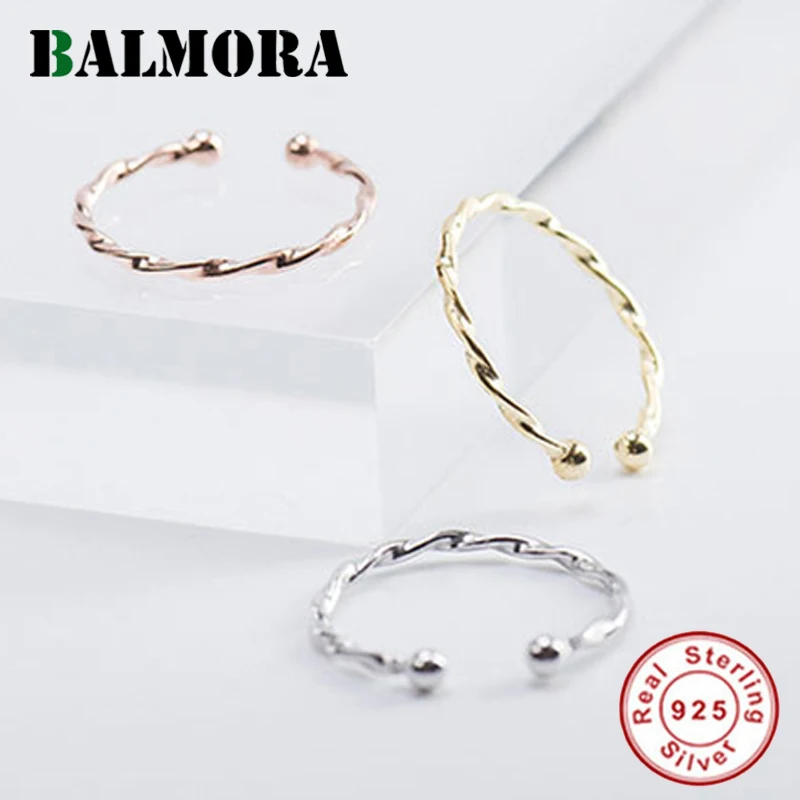 

BALMORA 925 Sterling Silver Midi Knuckle Ring Open Rings for Women Lover Gift 3 colors Simple Fashion Jewelry Anillos HYR0070