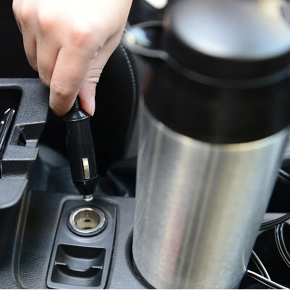 Goede Auto Verwarming Cup Roestvrij Staal Cup Reiswaterkoker Voor Koffie Thee Verwarmde Mok Motor Hot Water Draagbare Auto Cup accessoires