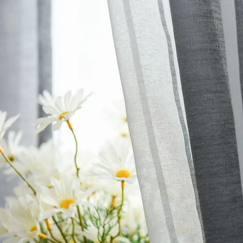 Byetee moderno tira ventana para sala Color gris Cortinas cocina cortina de Tulle Cortinas