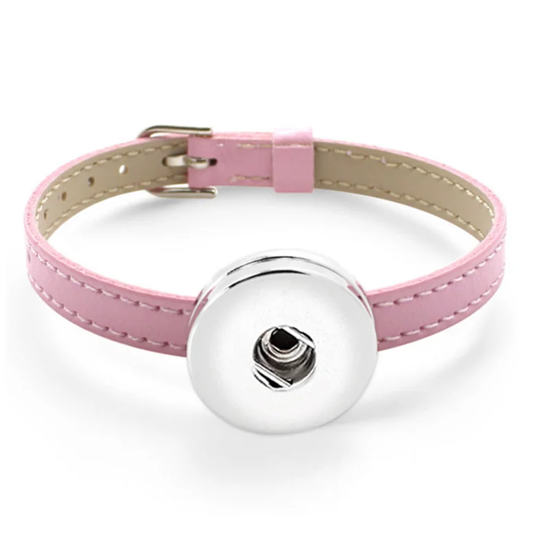 Лидер продаж хорошее качество ПУ кожаный, с кнопкой браслет ювелирные изделия для девушек и женщин(fit 18 мм 20 мм Snap) Bt002 - Окраска металла: pink