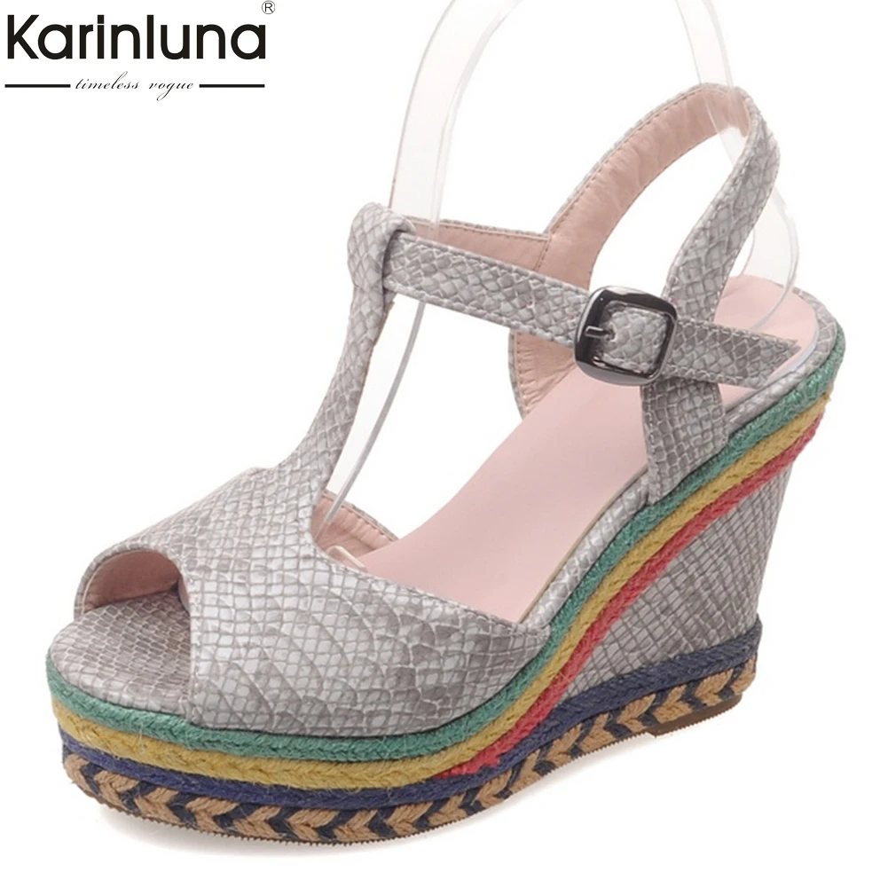 

Top Quality Snake High Heels Sandals Platform women's Sandals 2019 Large Size 32-43 Woman Wedges Shoes Woman