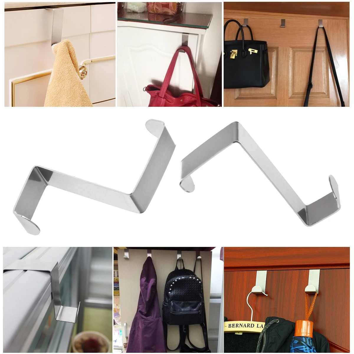 

BESTOMZ 12pcs Z-Shaped Hook For Kitchen Cabinet Cloth Towel Bag Stainless Steel Space Saving Hanger For Kitchen Bathroom