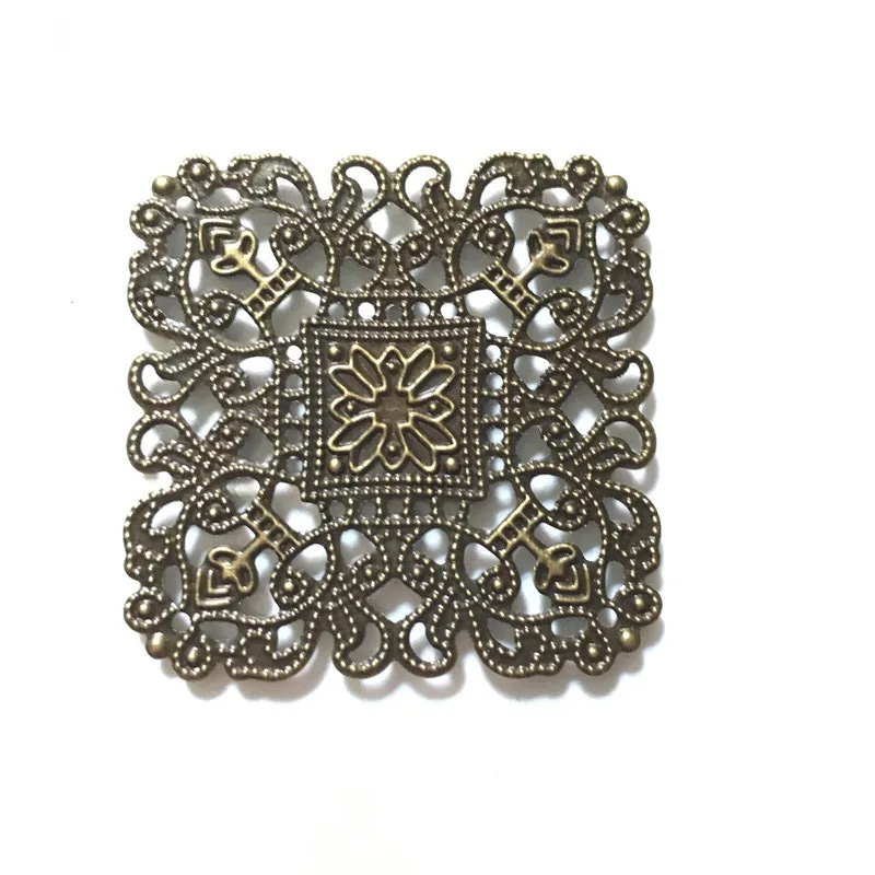 

500Pcs Wholesale Filigree Square Flower Embellishments Findings,Jewelry Accessories,Bronze Tone,4cm