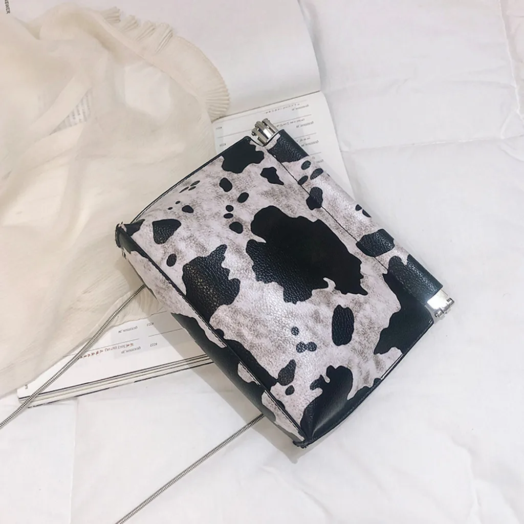 Женская сумка с рисунком коровы, сумка на плечо, сумка на цепочке, маленькая квадратная сумка, роскошные дизайнерские сумки-мессенджеры, Прямая поставка 10H