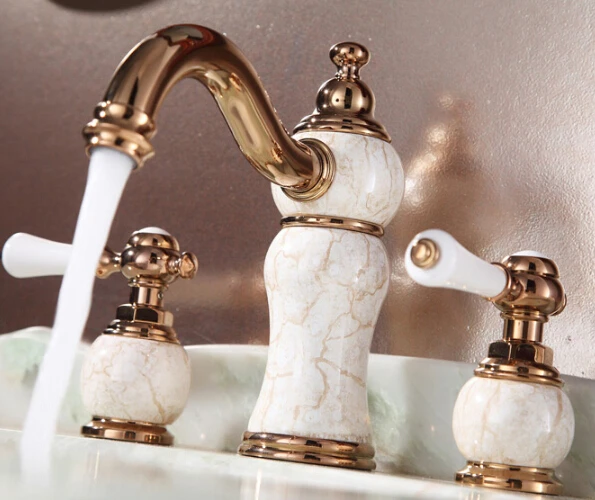 New Arrival High Quality Rose Gold Finished Luxury 8 Inch Widespread Bathroom Sink Faucet Brass And 