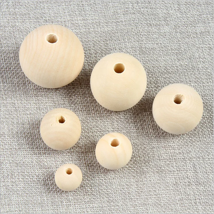 

500-2PCS Natural Ball Round Spacer Wooden Beads Eco-Friendly Natural Color Wood Beads Lead-Free Wooden Balls perle en bois