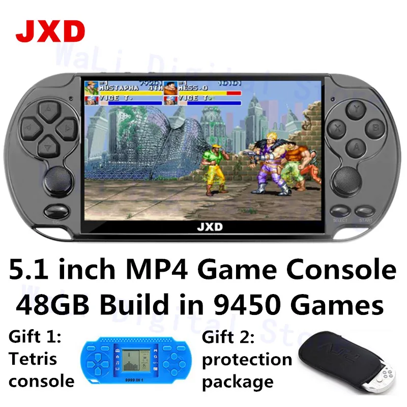 Новая JXD 5,1 дюймовая игровая консоль 48 ГБ, встроенный в 9450 игр для aracde neogeo/cps/gba/gbc/GB/snes/nes/smd mp3mp4 плеера DV/DC