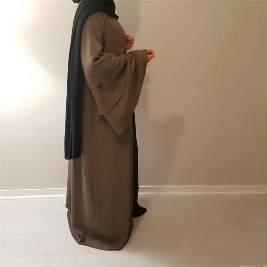 

Muslim Adult cascading ruffles Muslim abaya dress Robes Arab Malaysia Ramadan muslim Worship Service abaya with belt Wq315