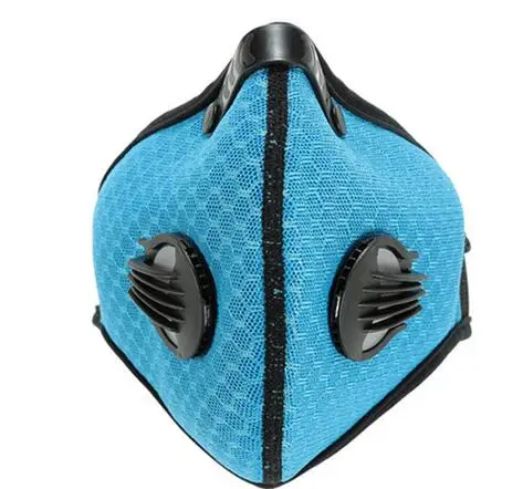 PM2.5 велосипедная маска для лица, угольный фильтр, грязные велосипедные маски из неопрена/нейлона, для спорта на открытом воздухе, для бега, лыжного спорта, противопылевая смоговая маска - Цвет: blue nylon