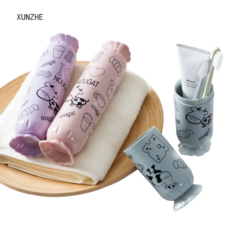 

XUNZHE Candy styling Travel Portable Toothbrush Storage Case for Toothbrush Organizer Utensils Fork Spoons Protect Container