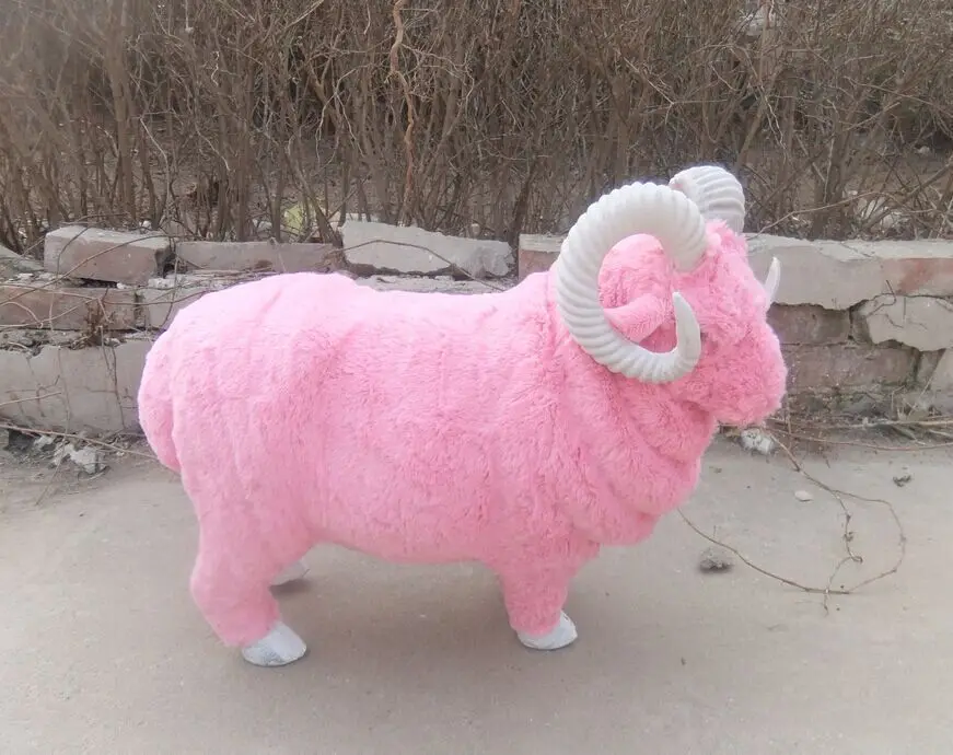 Темно-зеленый моделирование красный овец игрушки, реалистичные и мех творческий большой овец куклы подарок около 55x42 см