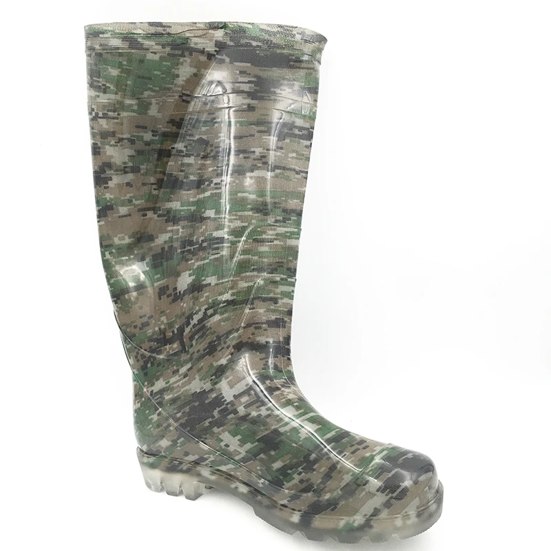 Aleafalling Pvc Waterproof Rain Boots Camouflage Flat With Shoes Men Rain Unisex Water Rubber Knee High Boots Slip-on Botas M044