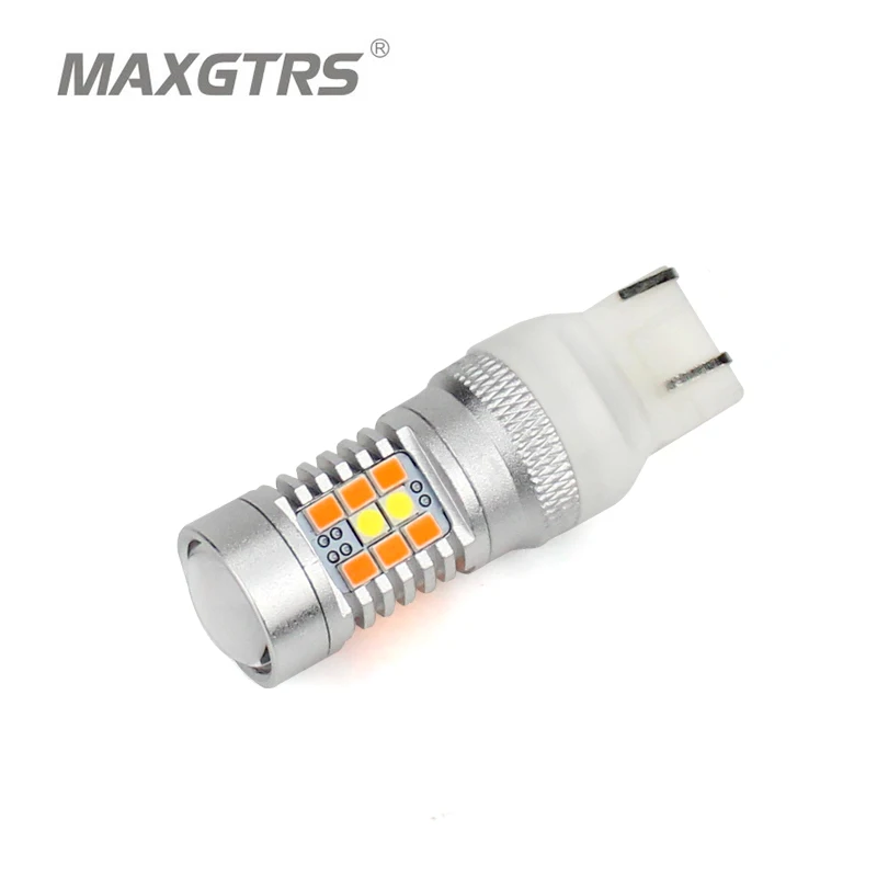 

2018 2x T20 7443 W21/5W Car White Amber Yellow Switchback LED 3030 28smd LED DRL Turn Signal Parking Light Bulbs Dual Color Type