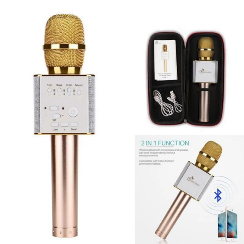Беспроводной Bluetooth караоке микрофон профессиональный плеер динамик USB КТВ с