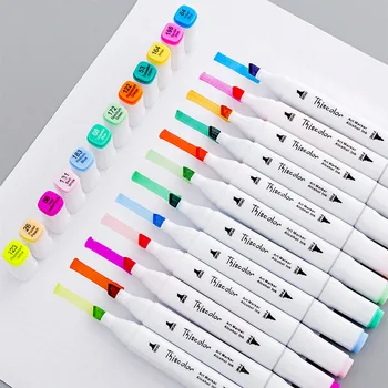 

24 /36 Colors Cartoon Sketch Double Headed Marker Pen Kawaii Child Art Painting Design Graffiti Gift Students Stationery School
