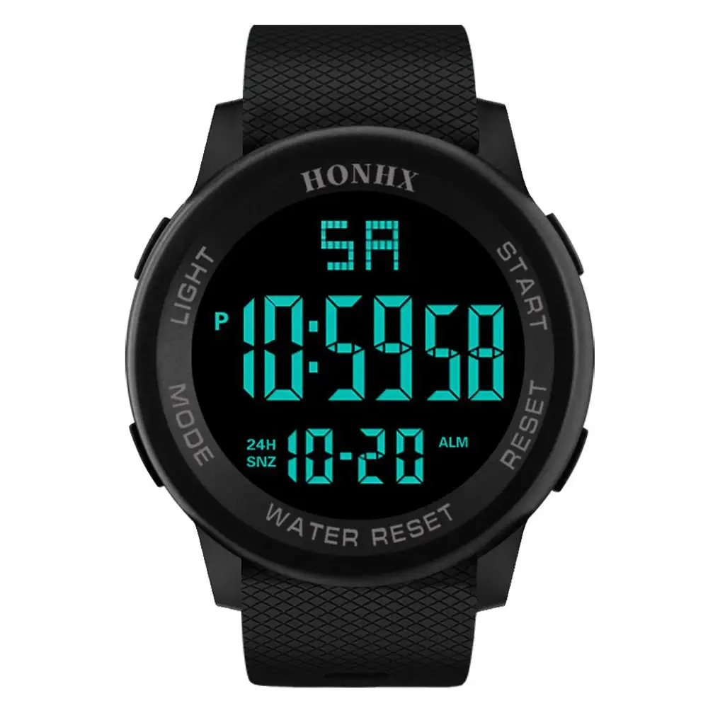 Black Модные часы honhx Mens, водонепроницаемые, мужские, военные, аналоговые, цифровые, военные, с датой, резиновые, спортивные, светодиодный, наручные часы, Relogio, часы, reloj - Цвет: Black