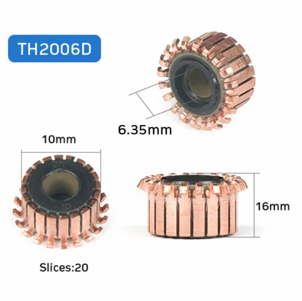 TUNGFULL 15x6,35x10 мм 2 шт. медный стержень генератора коллектора двигателя микро-просверленные тонны коллектор для арматуры Реверсивный инструмент - Цвет: 6.35x10x16mm