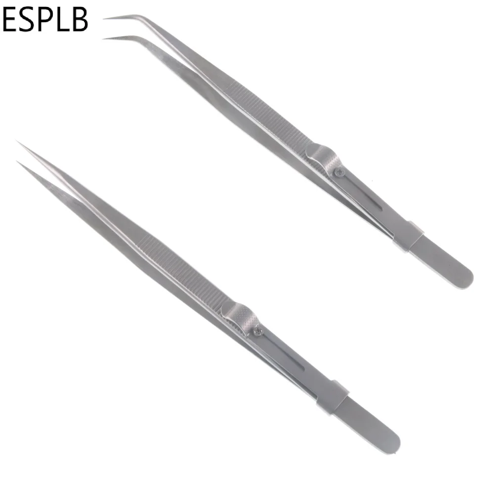

6.3'' Slide Lock Stainless Steel Presicion Adjustable Tweezers Straight/Curved Tip Anti Static Tweezers for Jewelry Electronic