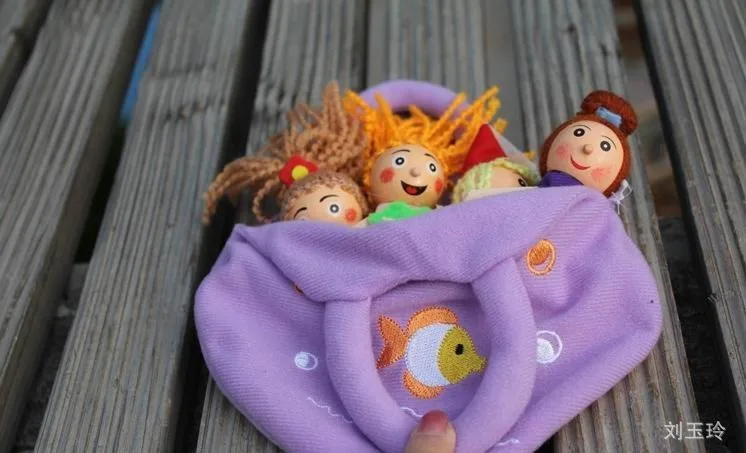 4 шт/лот Русалочка для кукольного театра пальчиковые куклы с сумкой/Дети ролевые игры деревянные плюшевые игрушки куклы