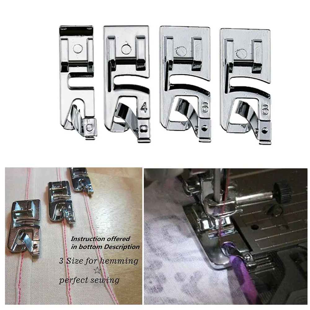 4 шт./компл. 3/6x2/4 мм бытовая швейная машина широкий обжимной пресс стопа узкая с засученными краями швейная фурнитура