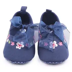 Милые очень легкие для новорожденных девочек принцесса Мэри Джейн цветок кружево лук Prewalker обувь кроватки Babe мягкая подошва