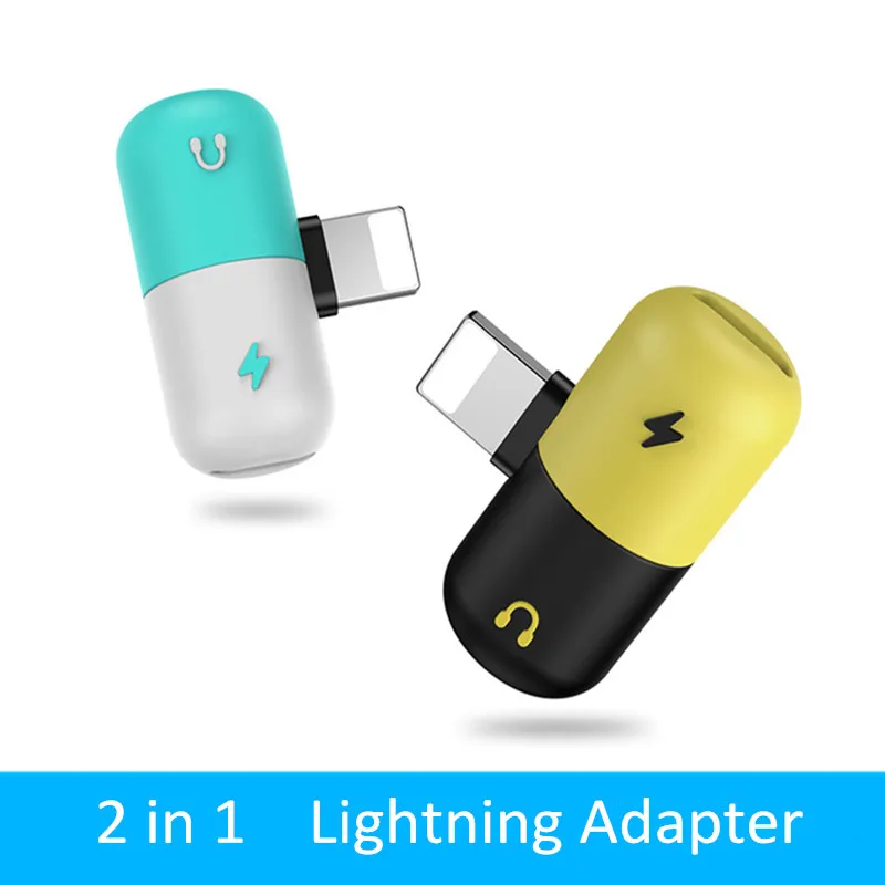 

For Apple Audio Charging Listening Calling Connector For iphone X 8 7 Plus XS XR Lighting Headphone Adapter AUX Splitter