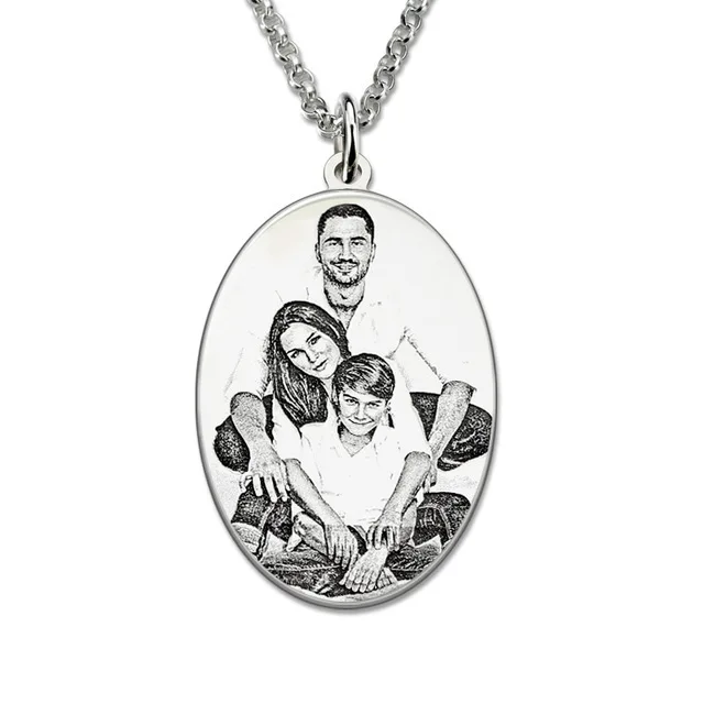 

925 Sterling Silver Custom Pendant Necklace DIY Photo Engraving Necklace Custom Personalized Gifts Drop Shipping YLQ0845