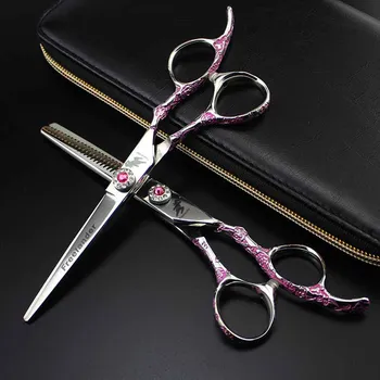 

6inch Pink Plum Handle Hair Cutting Thinning Scissor Personality Hairdressing Style Personality Salon Tool Barber Professional