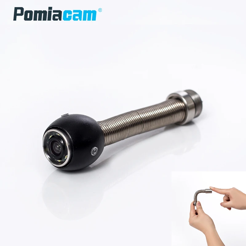 17mm Pipe Drain Sewer Camera Head Flexbile Spring Stainless Steel 6LED Lights Industrial Endoscope Camera Head replacement