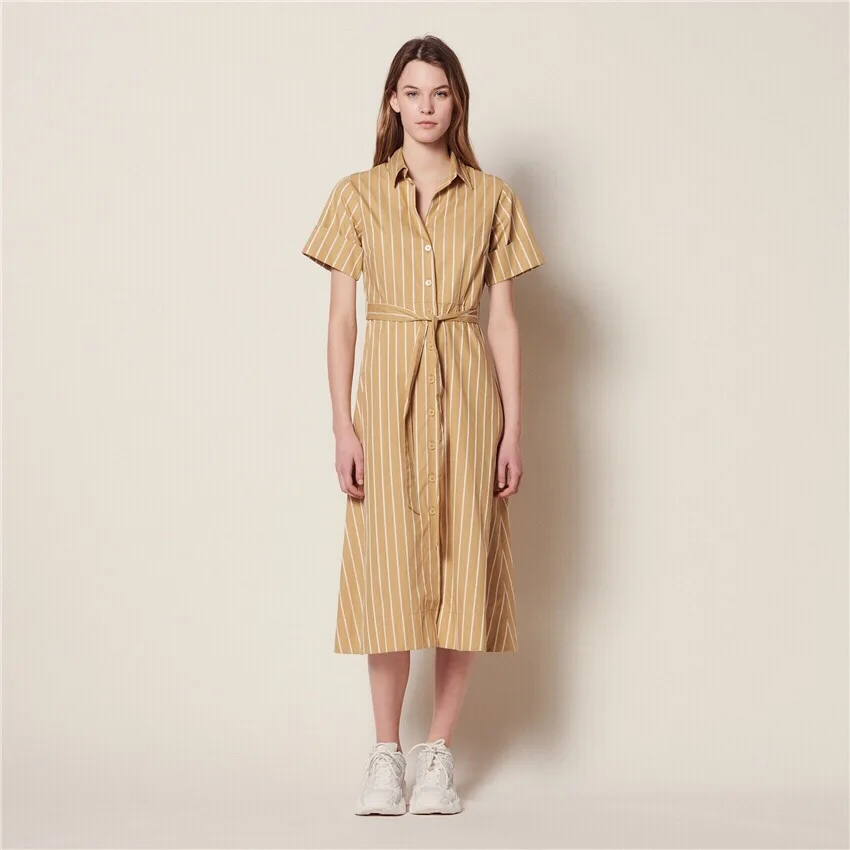 

2019 New Stripe Stitching Lace Short Sleeve Fashion Dresses for Women Freeshipping