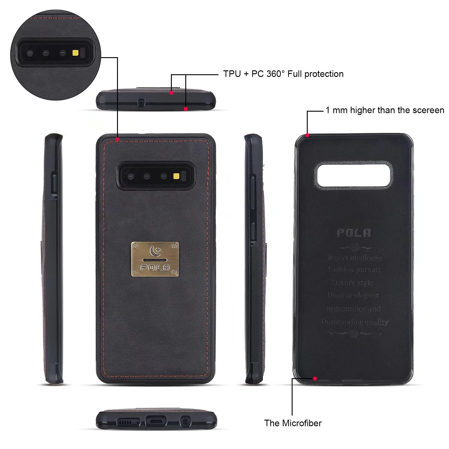 POLA многофункциональный кожаный бумажник на молнии чехол для samsung Galaxy S10 S9 S8 plus Note9 карман для карт Магнитный съемный автомобиль