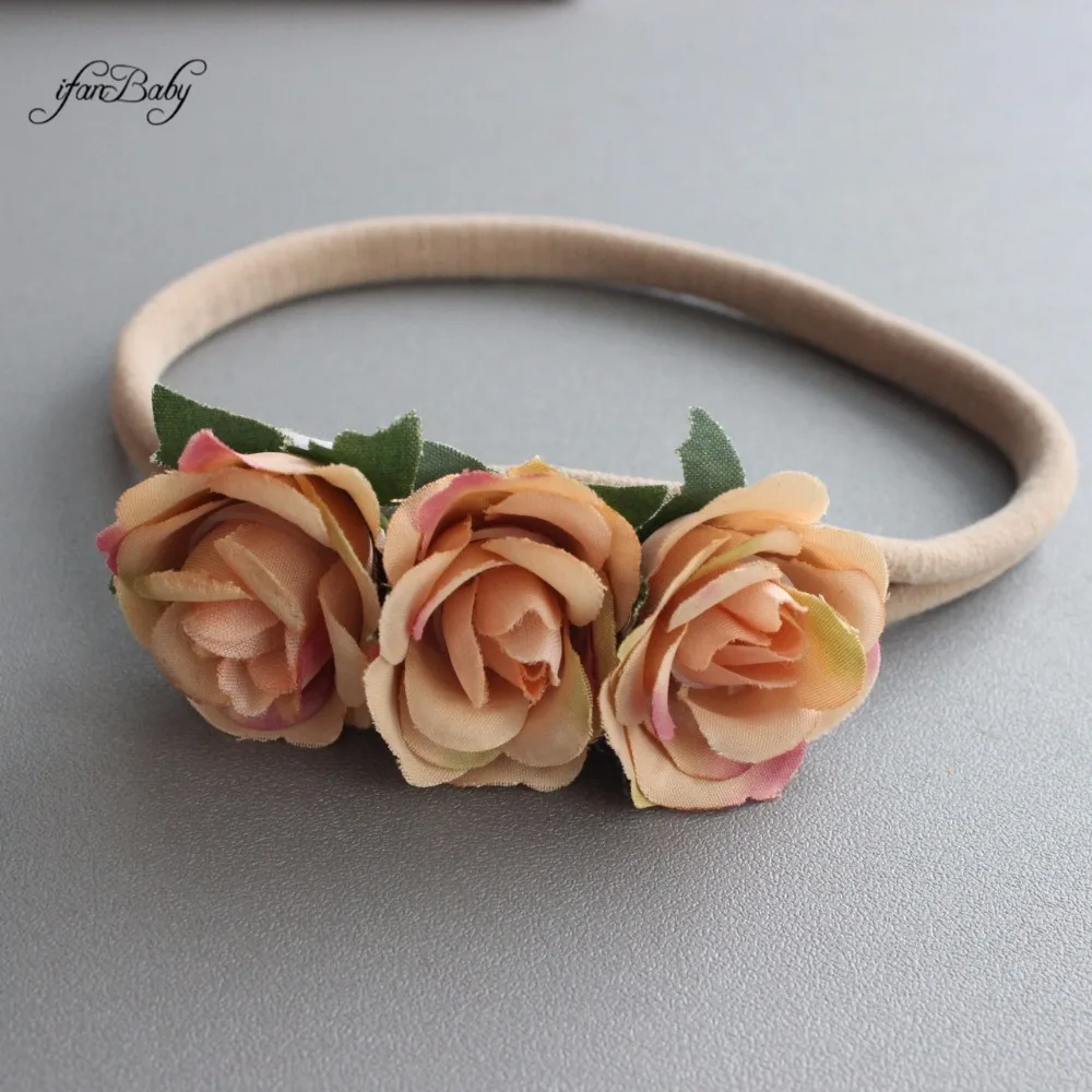 kids nylon Rose flower headband 8