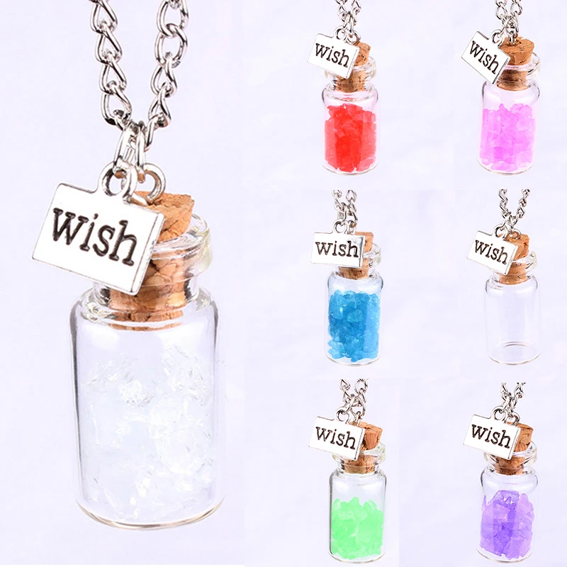 LNRRABC Hot New Charm Lucky Women Lady Mini Wishing Clear Glass Bottle Necklace Pendent Gift 6 Colors | Украшения и аксессуары