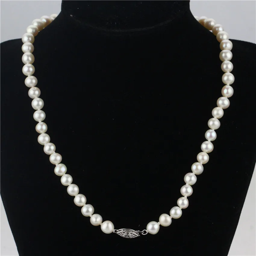 SNH 100% real genuine cultured 7mm round natural freshwater pearl ...