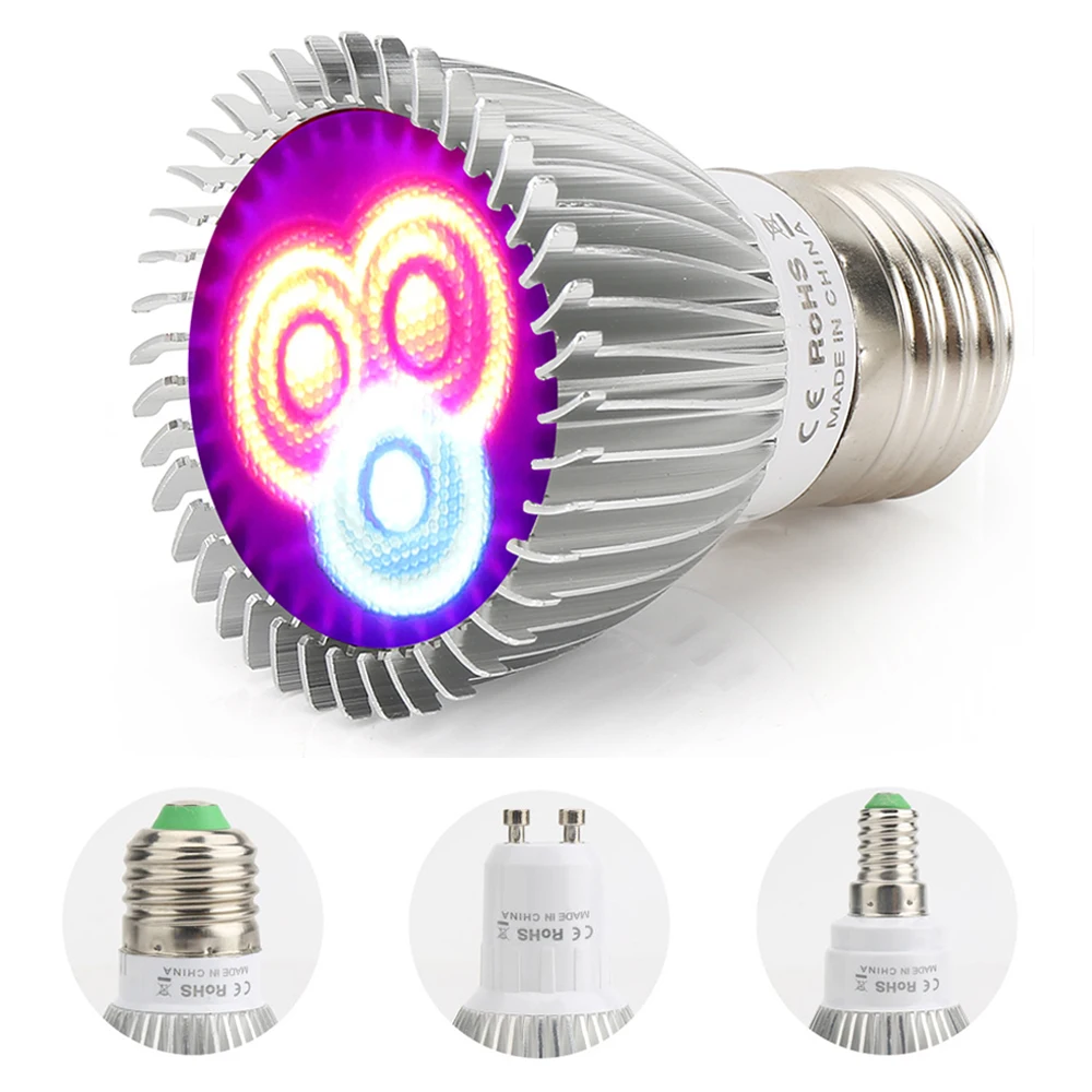 E27 E14 GU10 LEDs Grow Light 6W AC85 265V Indoor Plant Lamp For Plants