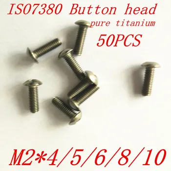 

50pcs ISO7380 M2 Titanium button head screw M2*4/5/6/8/10 Titanium hex socket round head screw